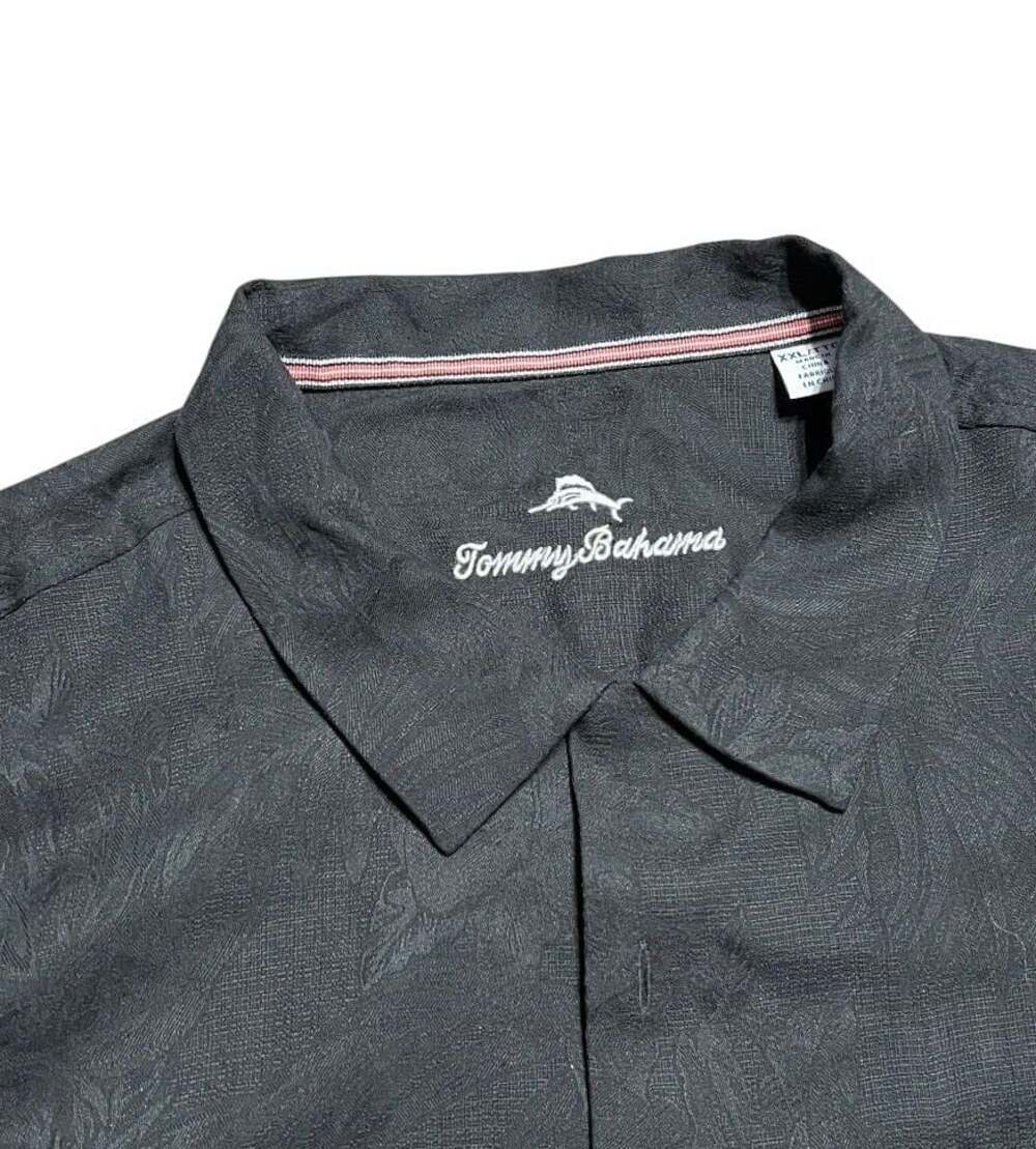 Tommy Bahama Black Jacquard Short Sleeve Button Down Shirt XXL